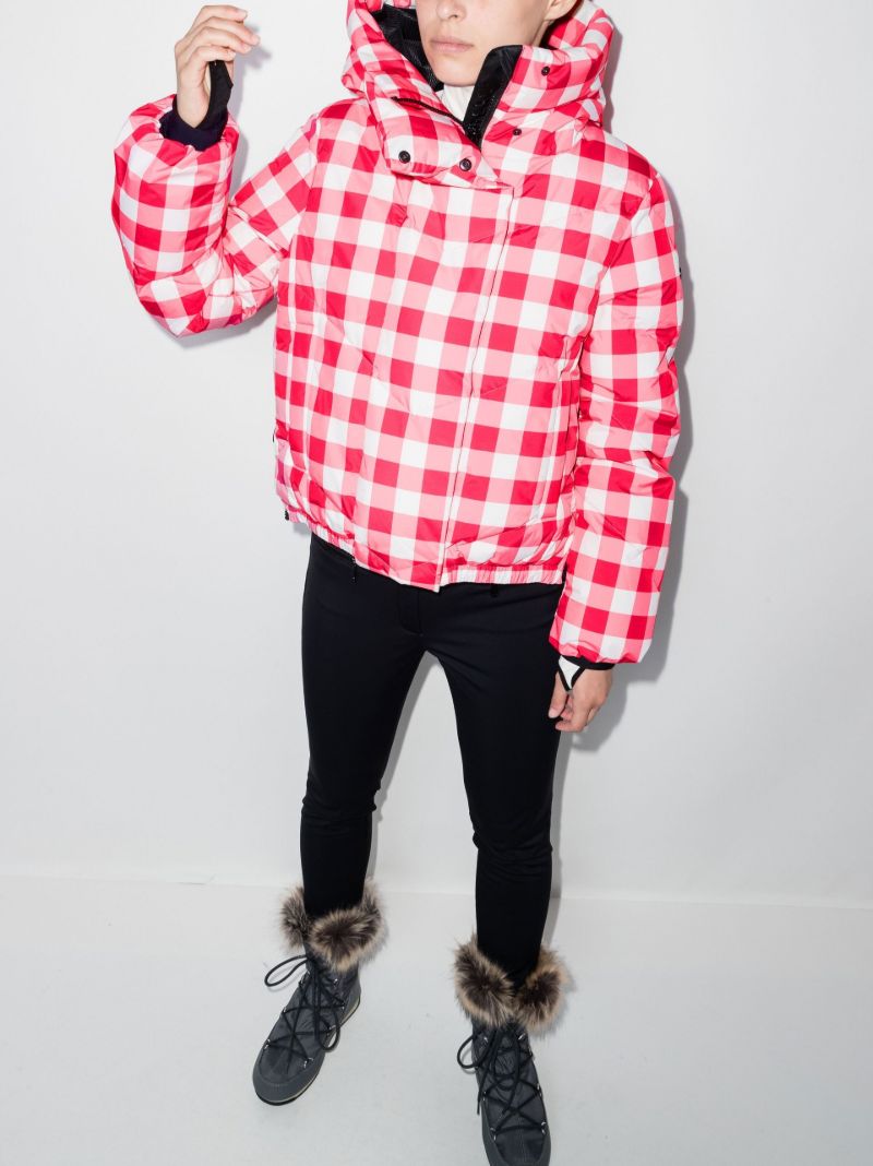 Pink Bardot Gingham Print Ski Jacket