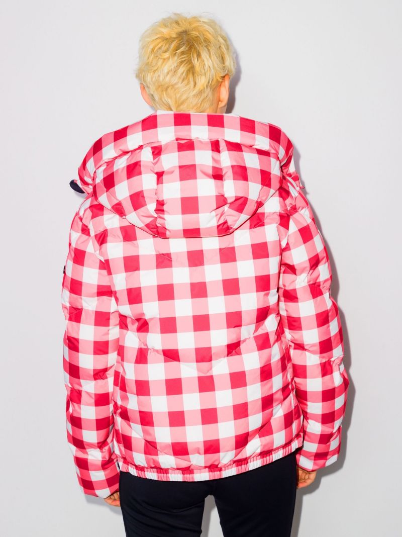Pink Bardot Gingham Print Ski Jacket