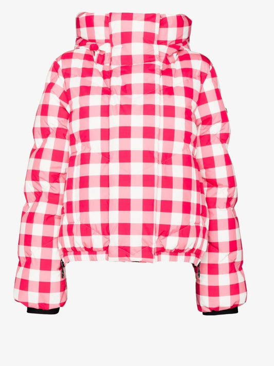 Pink Bardot Gingham Print Ski Jacket