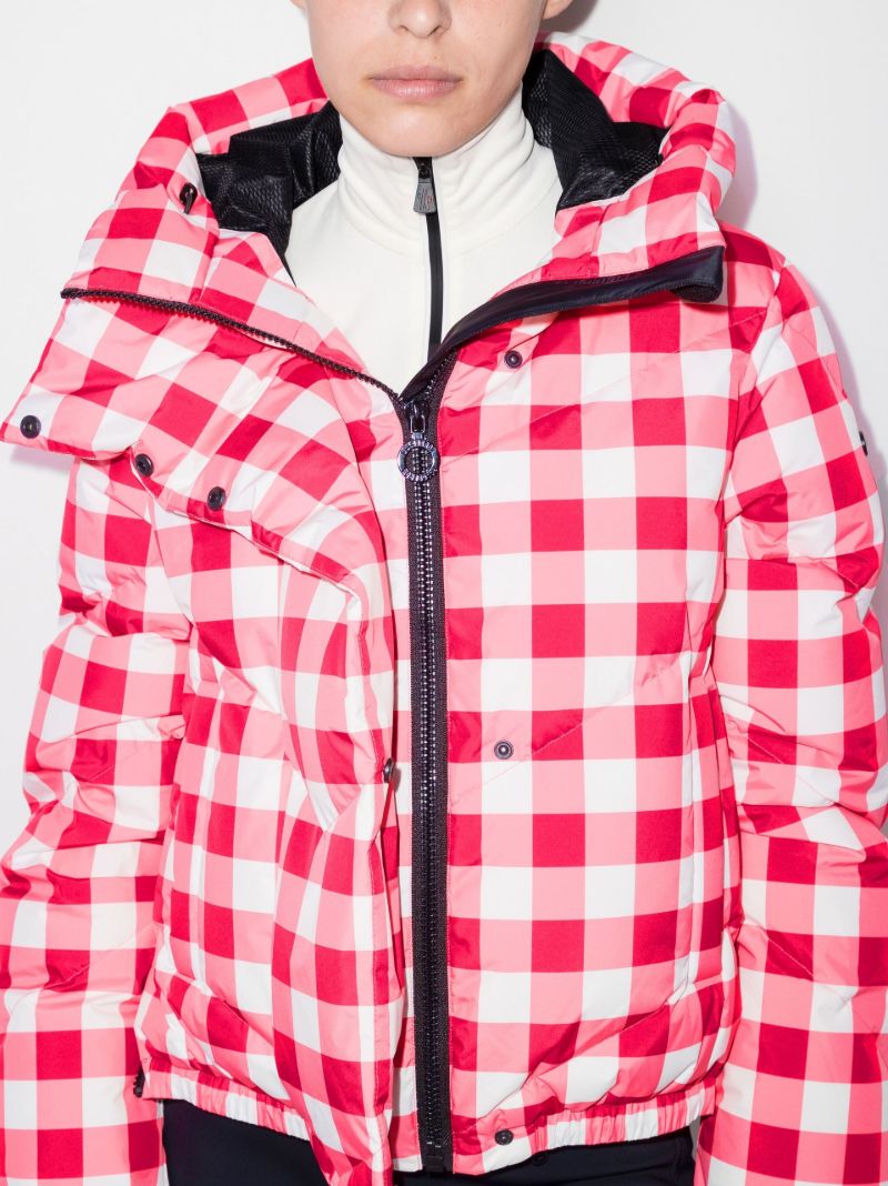Pink Bardot Gingham Print Ski Jacket