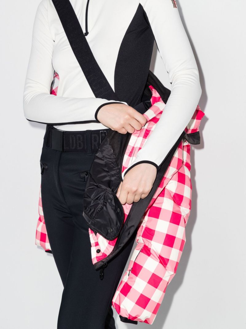 Pink Bardot Gingham Print Ski Jacket