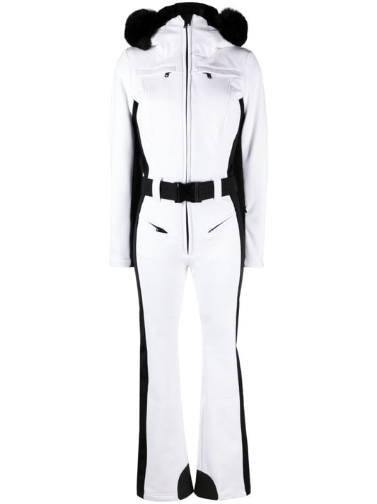 White Parry Side Stripe Ski Suit