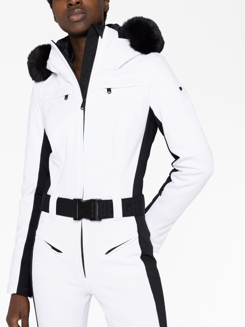 White Parry Side Stripe Ski Suit