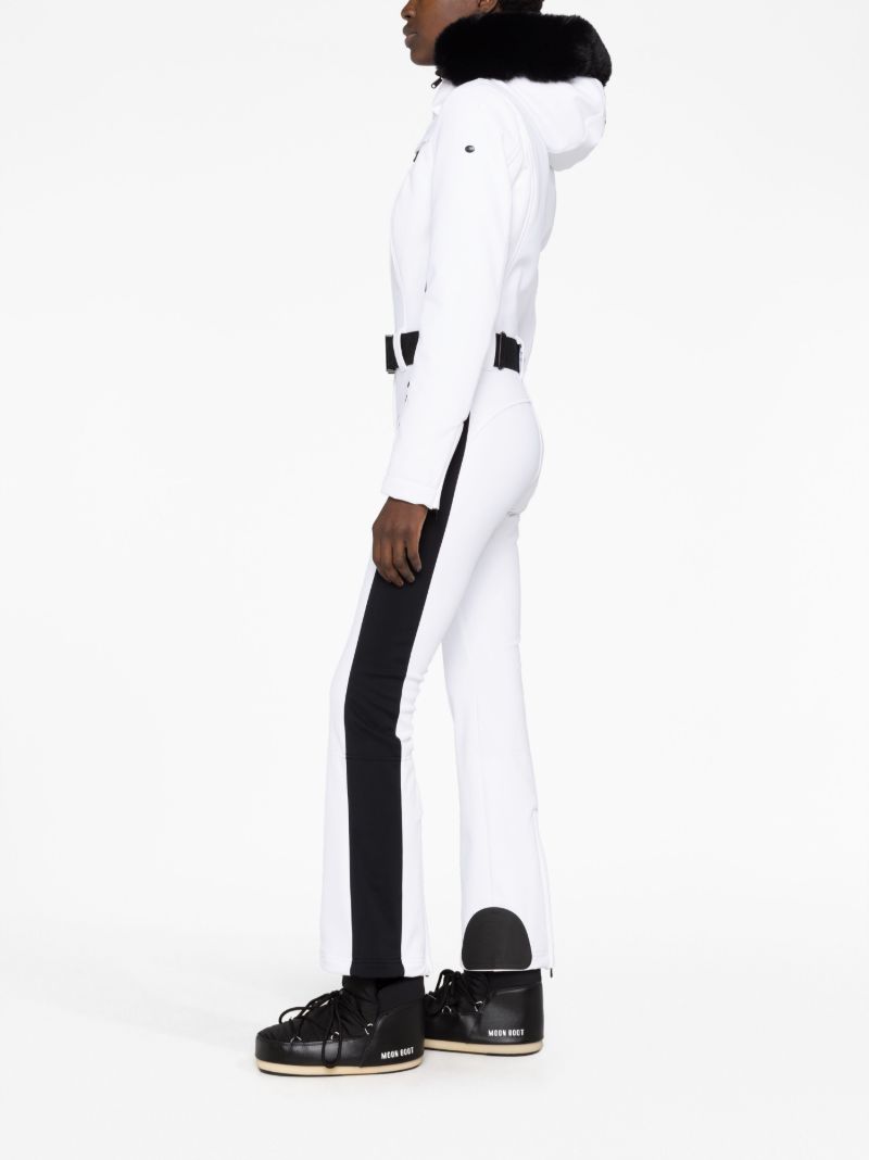 White Parry Side Stripe Ski Suit