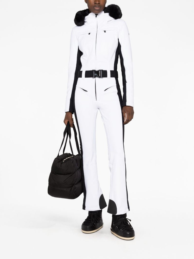 White Parry Side Stripe Ski Suit