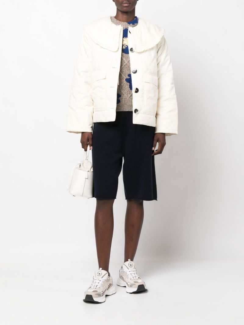 White Detachable Collar Padded Jacket