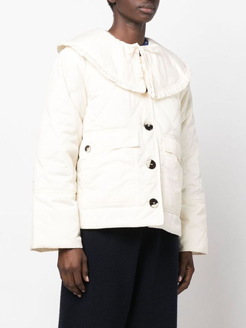 White Detachable Collar Padded Jacket
