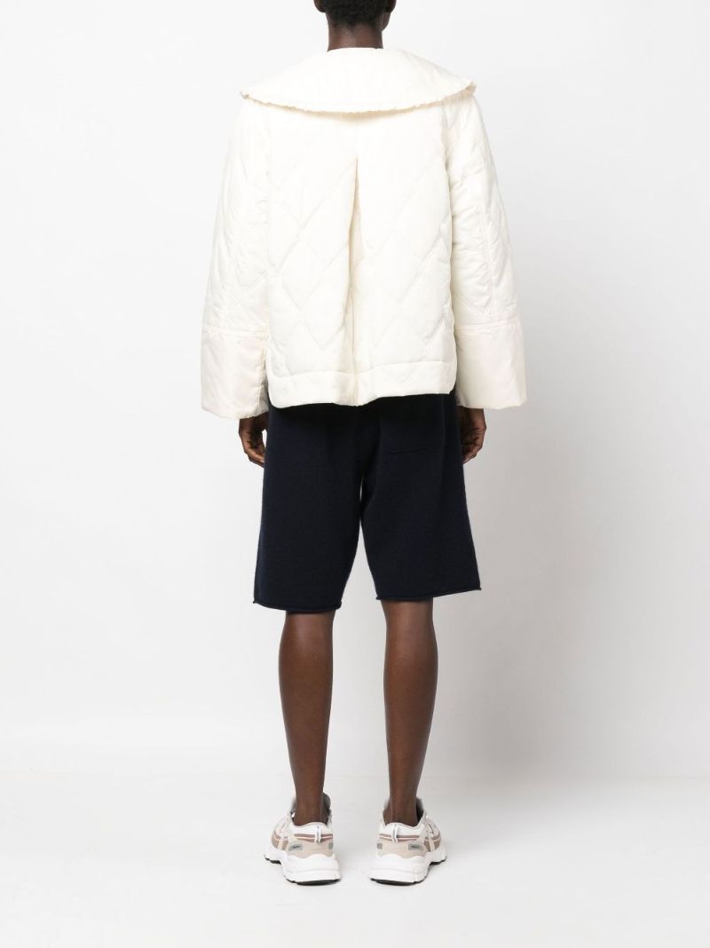 White Detachable Collar Padded Jacket