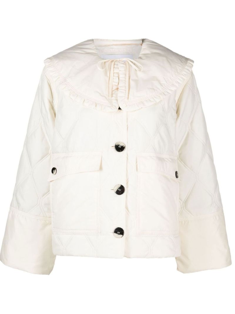 White Detachable Collar Padded Jacket