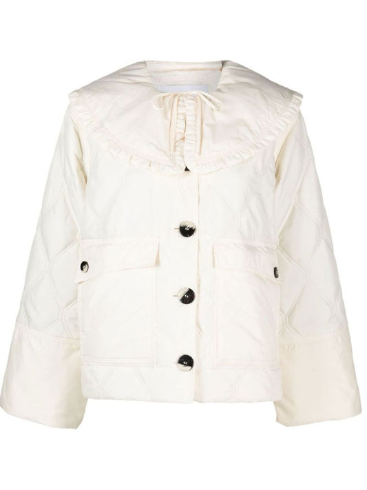 White Detachable Collar Padded Jacket