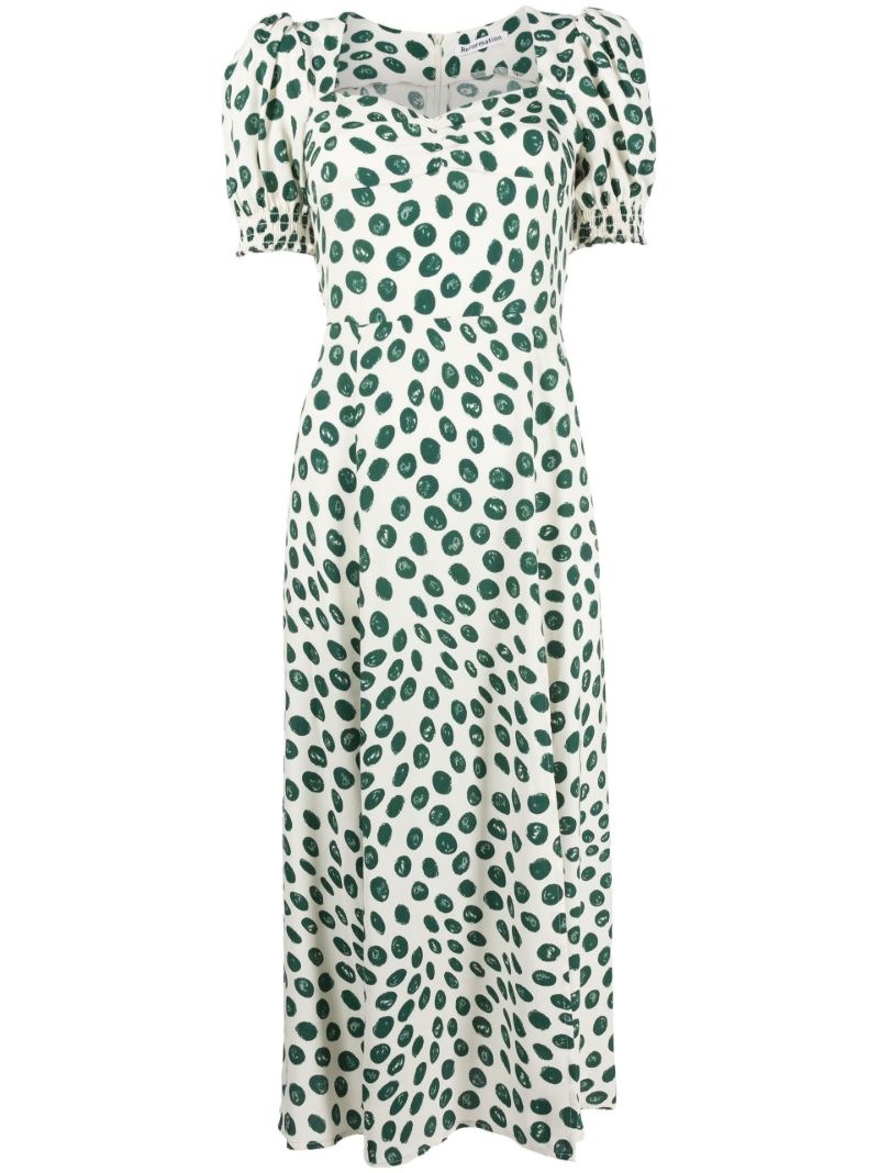 White Lacey Spot Print Midi Dress