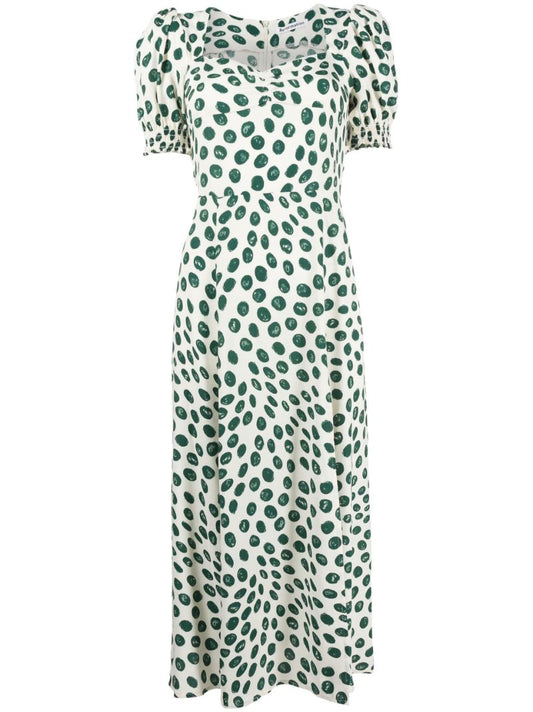 White Lacey Spot Print Midi Dress