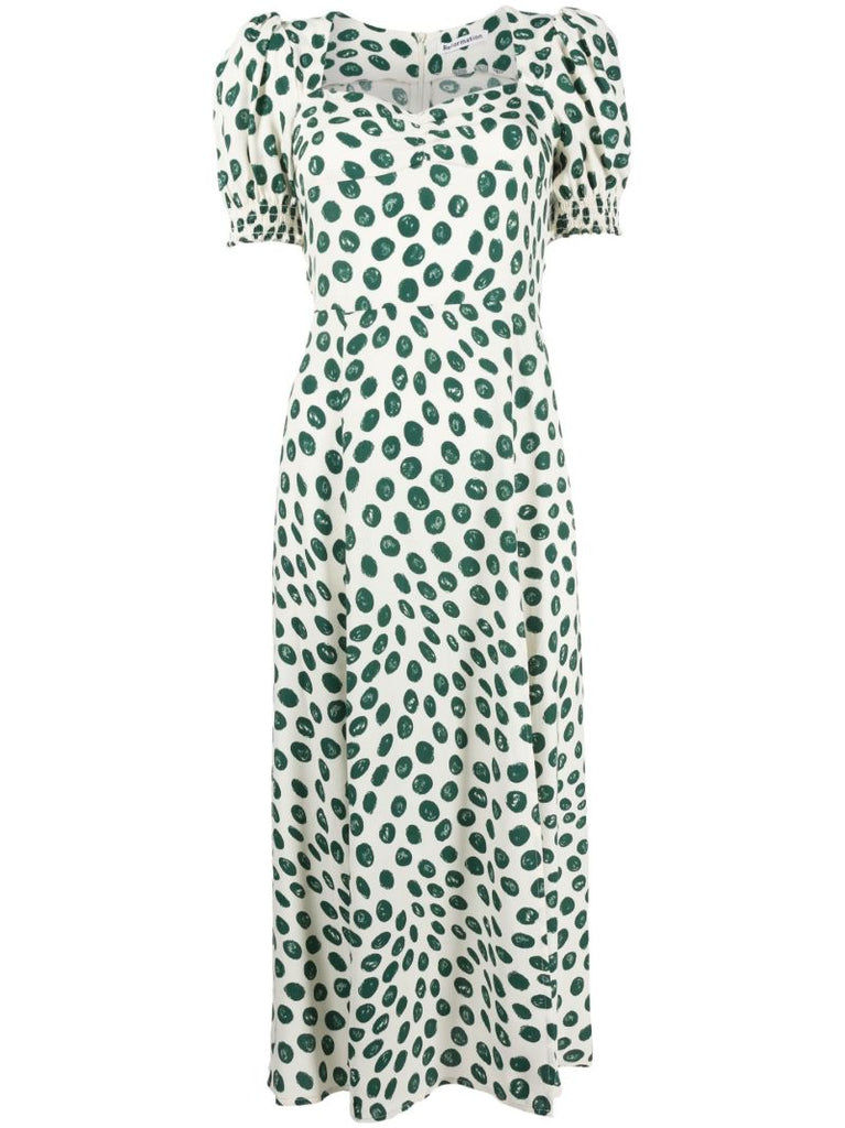 White Lacey Spot Print Midi Dress
