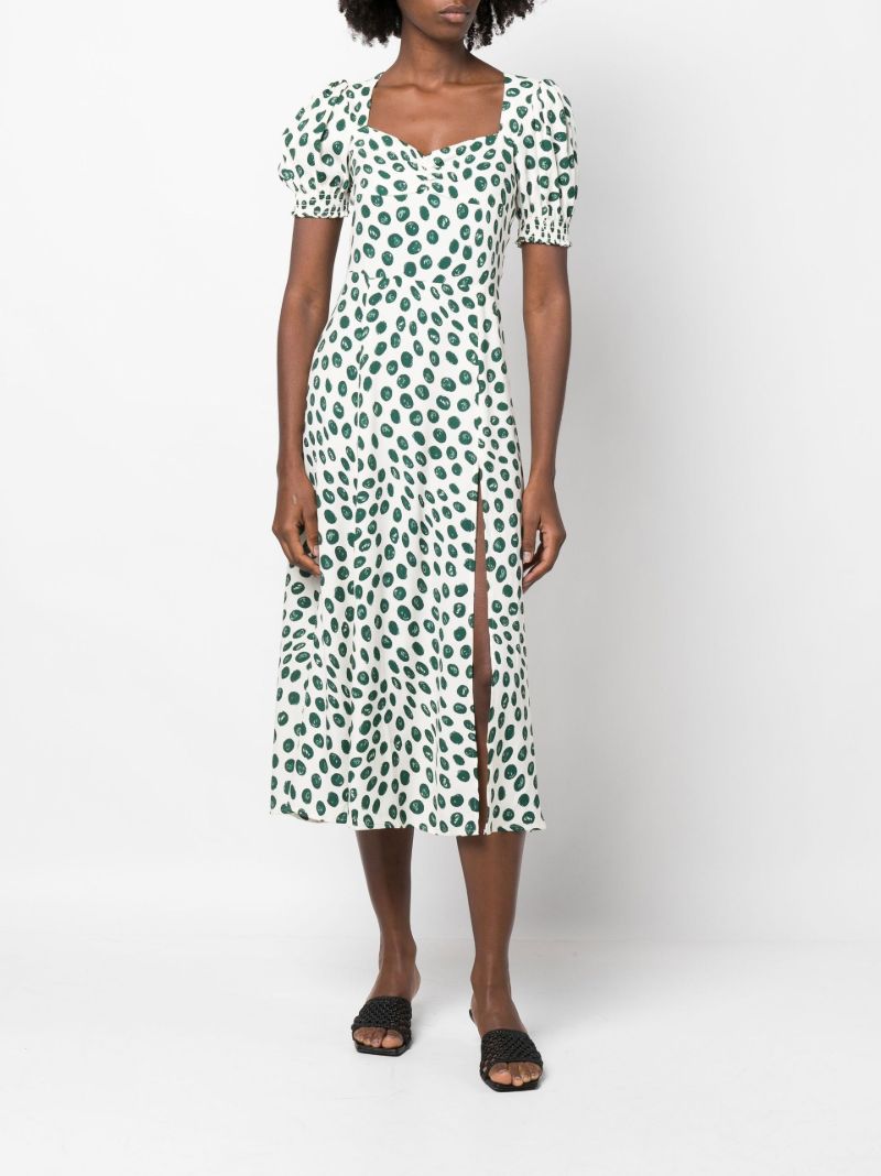 White Lacey Spot Print Midi Dress