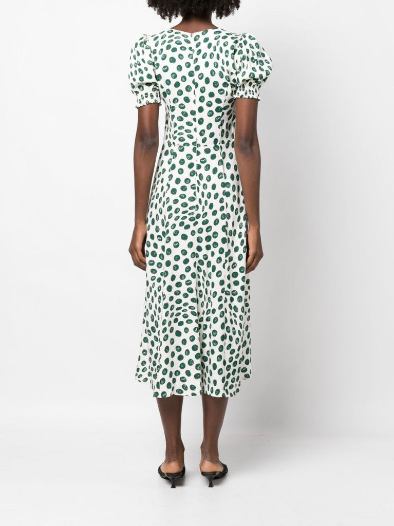 White Lacey Spot Print Midi Dress