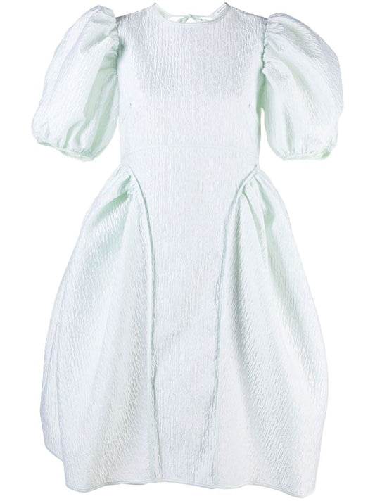 Green Fonda MatelassÃ_x0083_Â© Puff Sleeve Dress