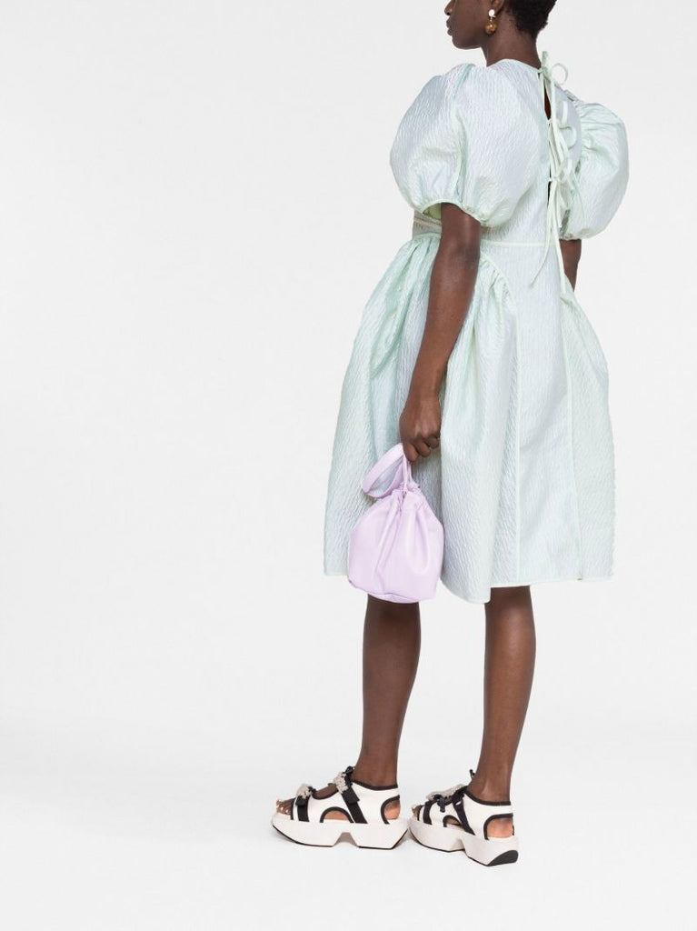 Green Fonda MatelassÃ_x0083_Â© Puff Sleeve Dress