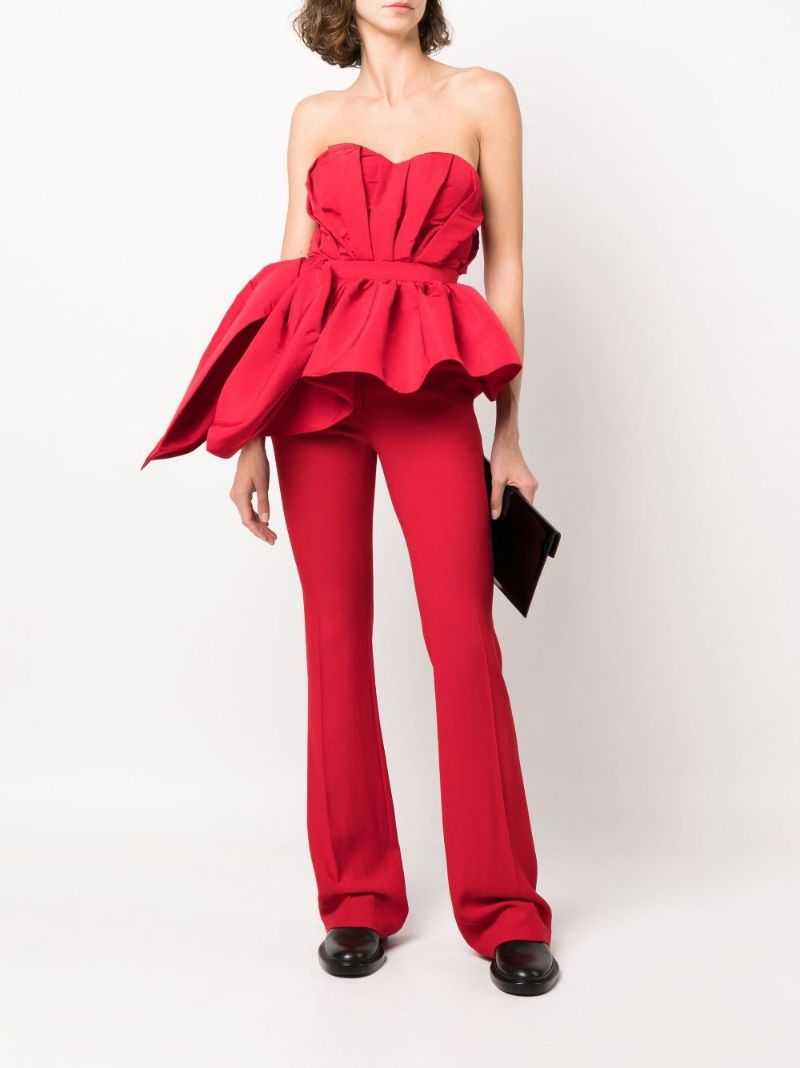 Red Bustier Peplum Top