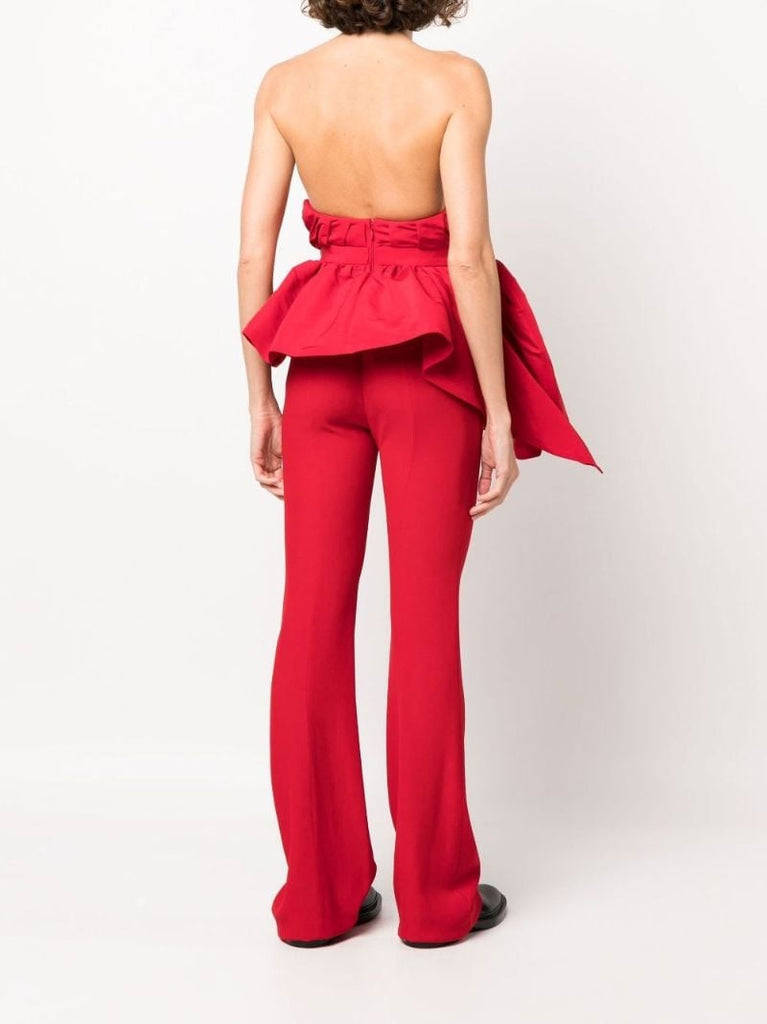 Red Bustier Peplum Top