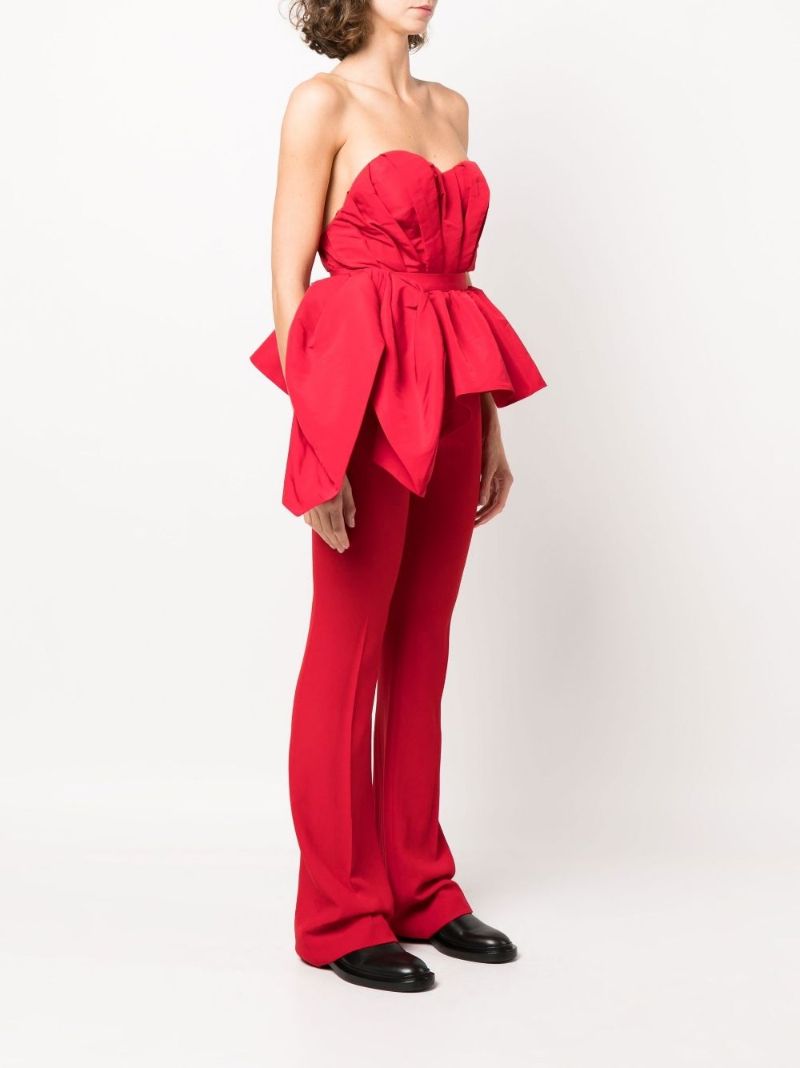 Red Bustier Peplum Top