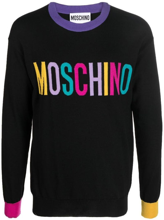 Black Intarsia-knit Logo Jumper