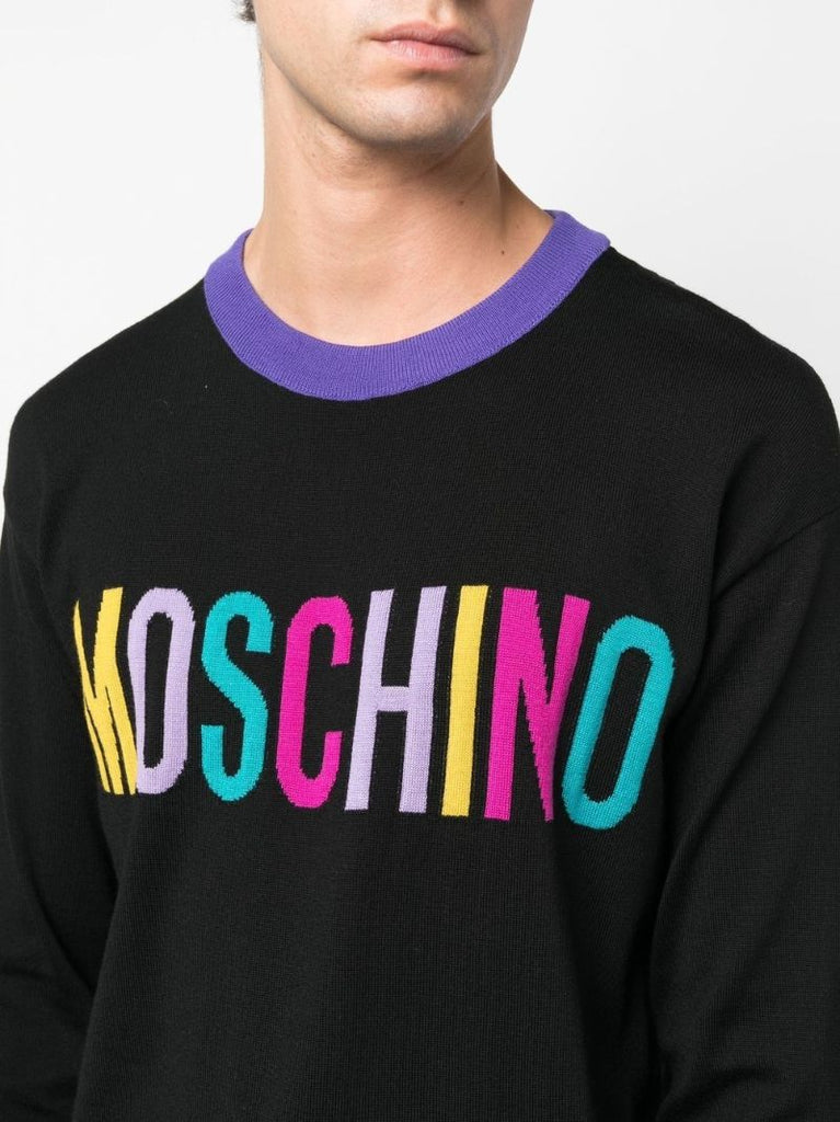 Black Intarsia-knit Logo Jumper