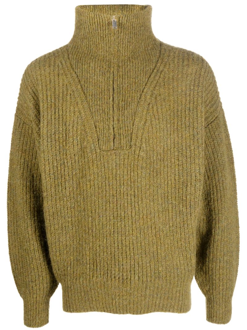 Green Half Zip Chunky Knit Sweater