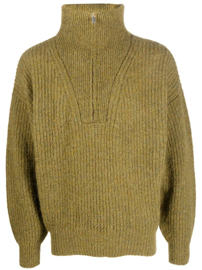 Green Half Zip Chunky Knit Sweater