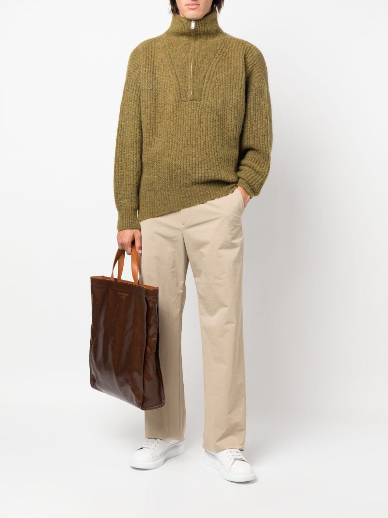Green Half Zip Chunky Knit Sweater
