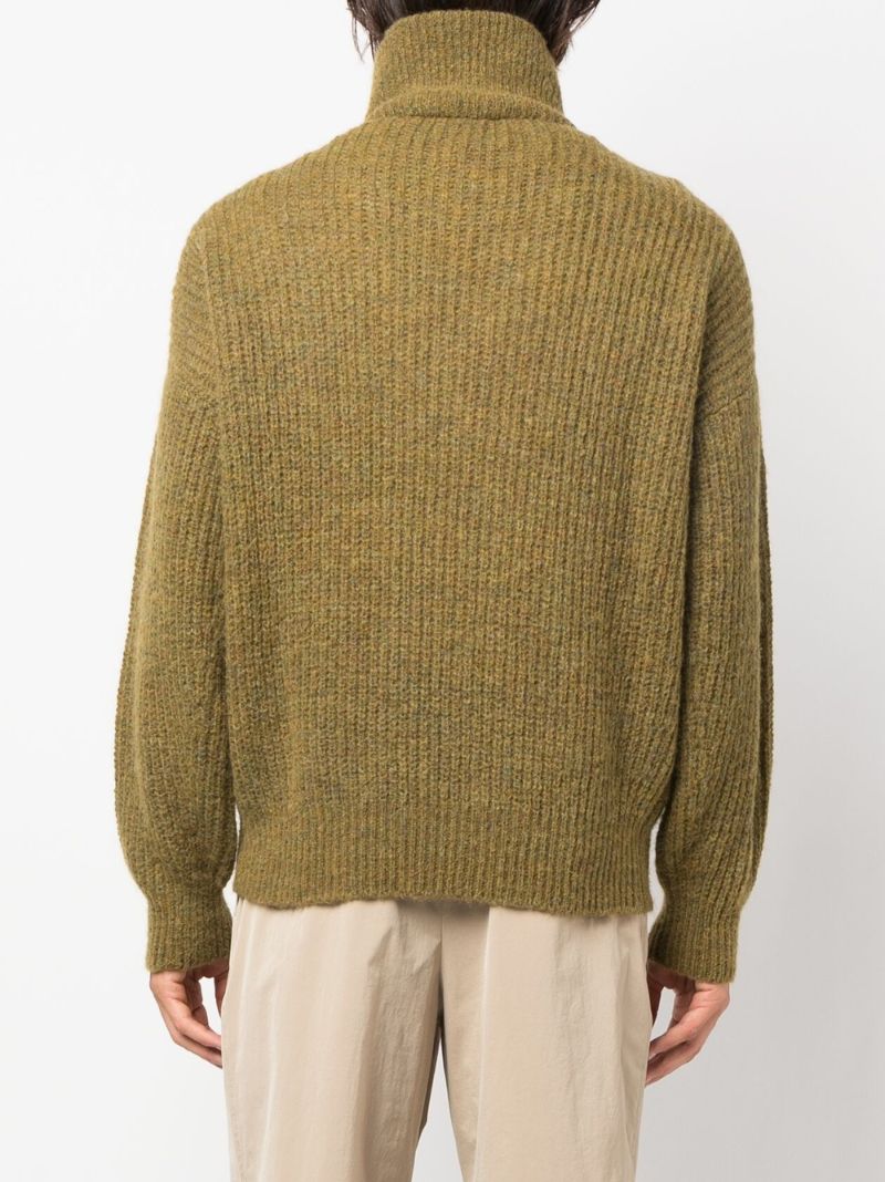 Green Half Zip Chunky Knit Sweater