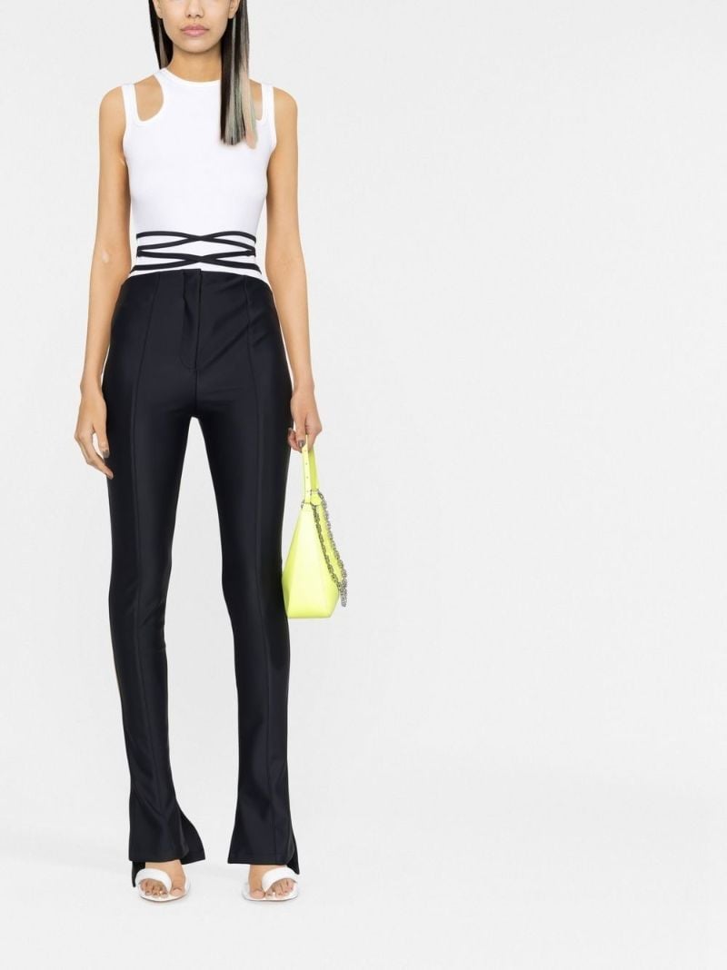Black Waist-strap Flared Trousers