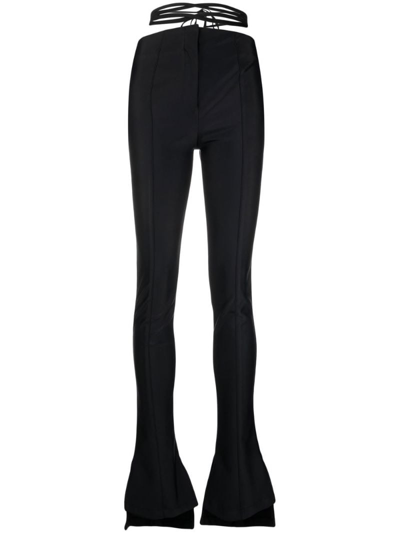 Black Waist-strap Flared Trousers