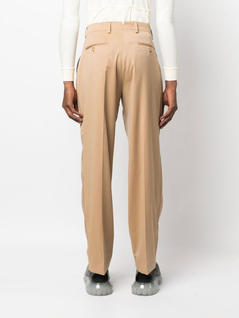 Brown Tailored Straight-leg Wool Trousers