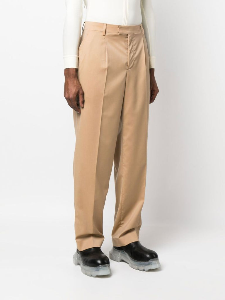 Brown Tailored Straight-leg Wool Trousers