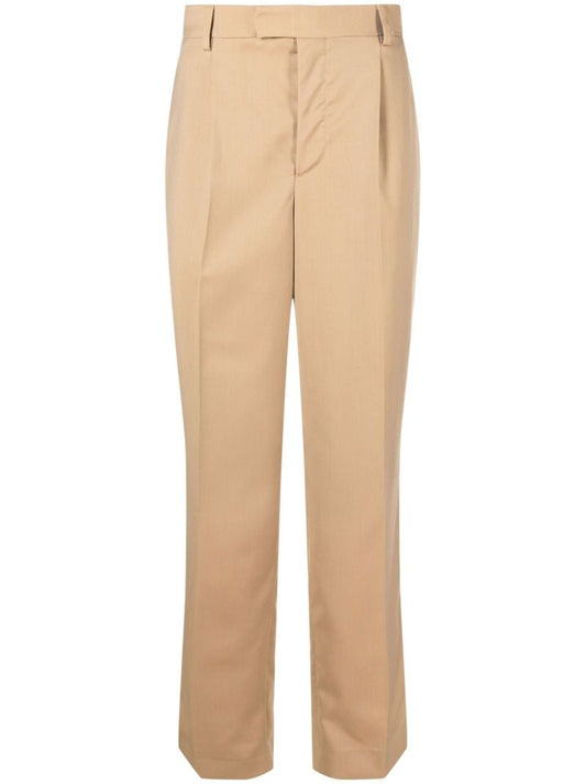 Brown Tailored Straight-leg Wool Trousers