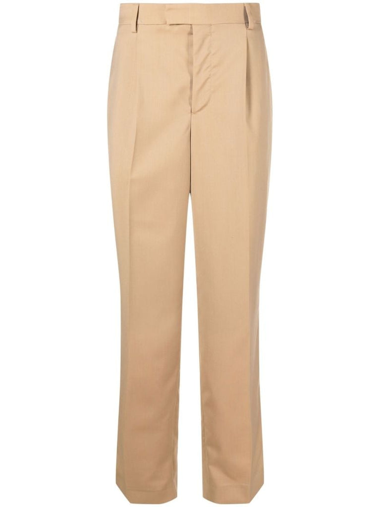 Brown Tailored Straight-leg Wool Trousers