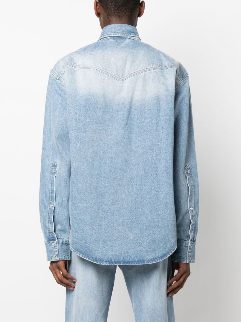 Blue Western-style Denim Shirt