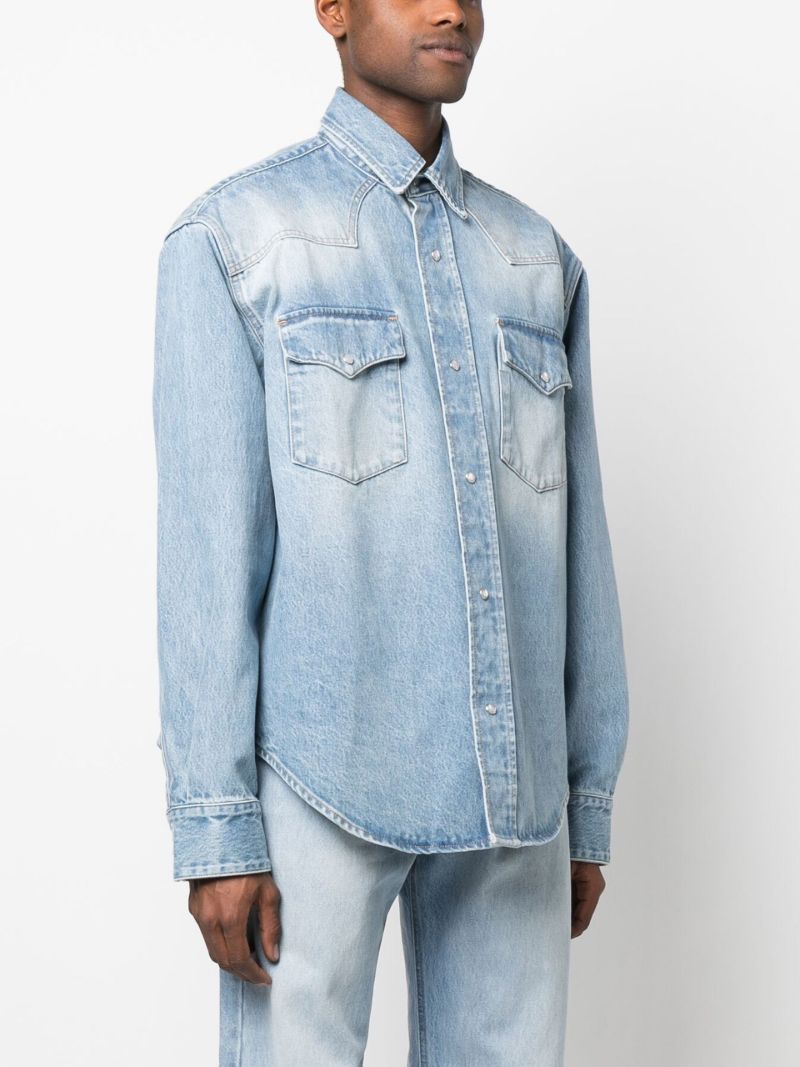 Blue Western-style Denim Shirt