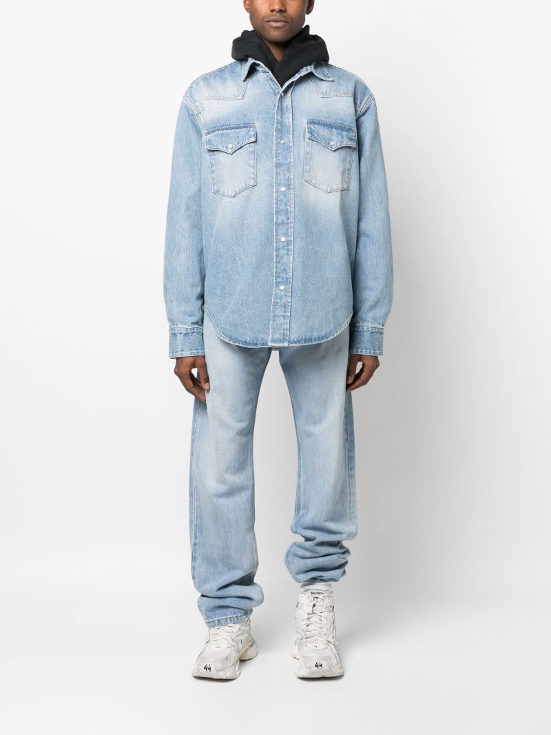 Blue Western-style Denim Shirt
