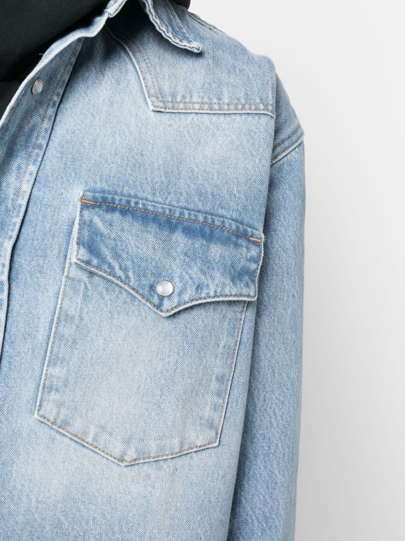 Blue Western-style Denim Shirt