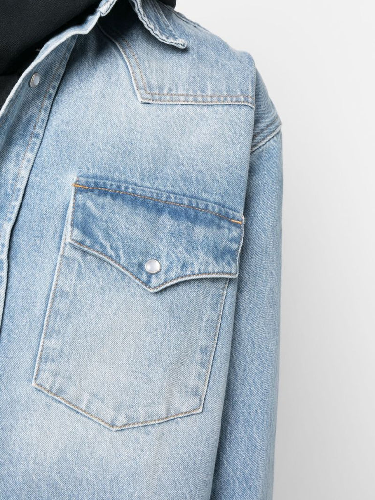 Blue Western-style Denim Shirt