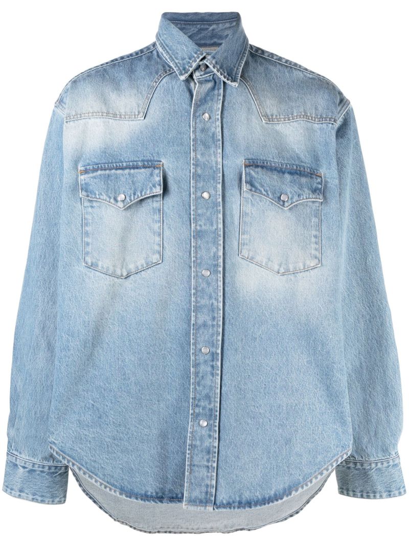 Blue Western-style Denim Shirt