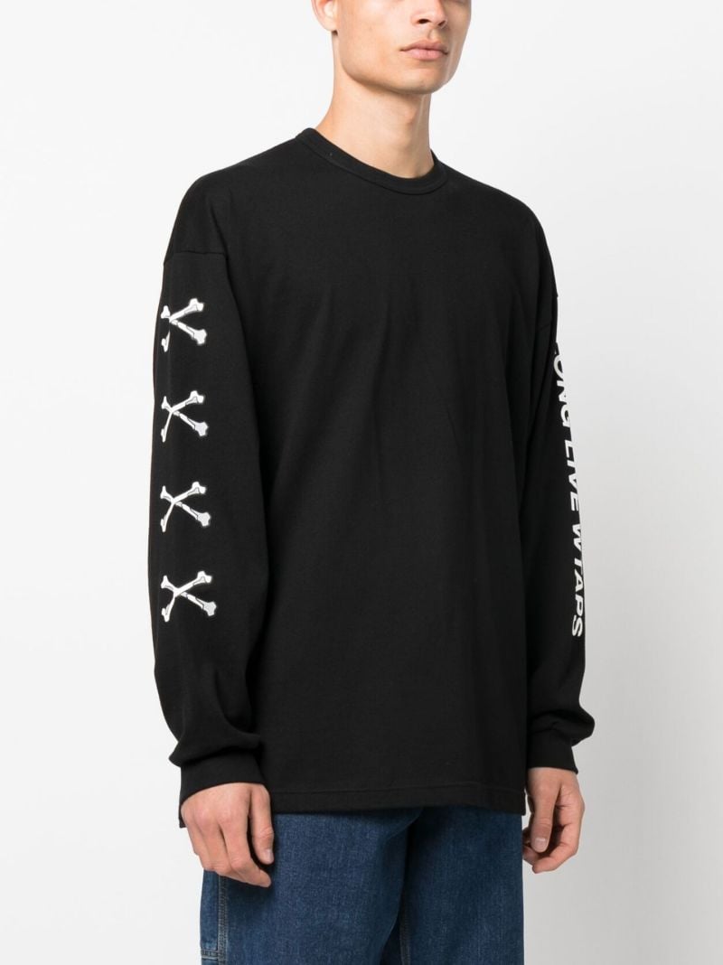 Black Graphic Sleeve Print Cotton Sweatshirt