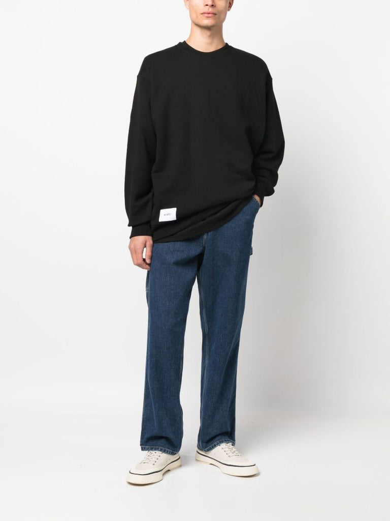 Black Logo Print Cotton Sweater
