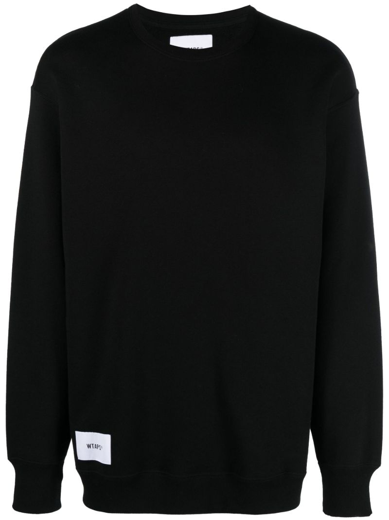 Black Logo Print Cotton Sweater