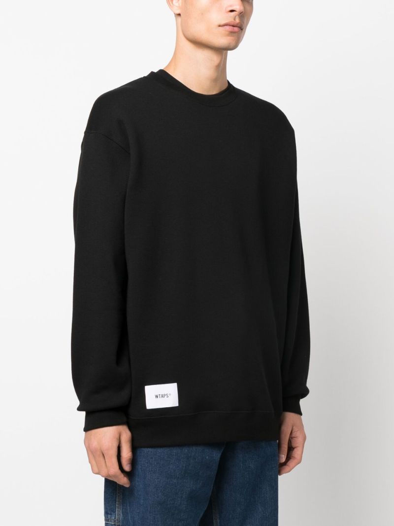 Black Logo Print Cotton Sweater