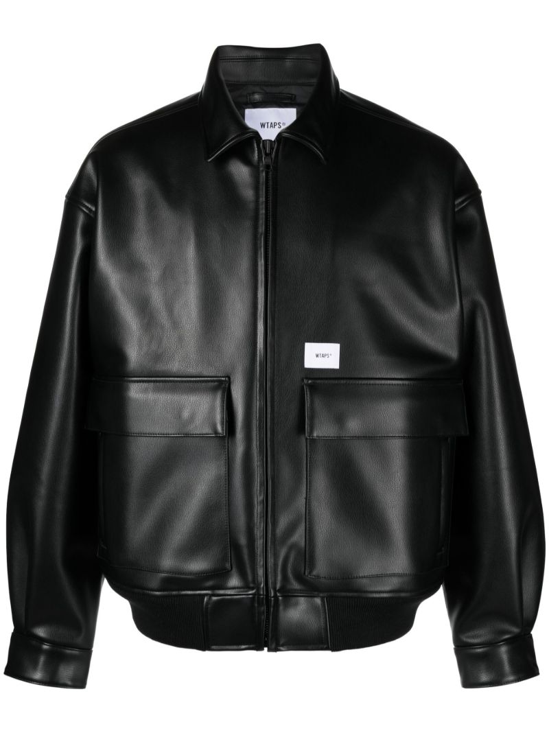 Black Zip Fastening Bomber Jacket