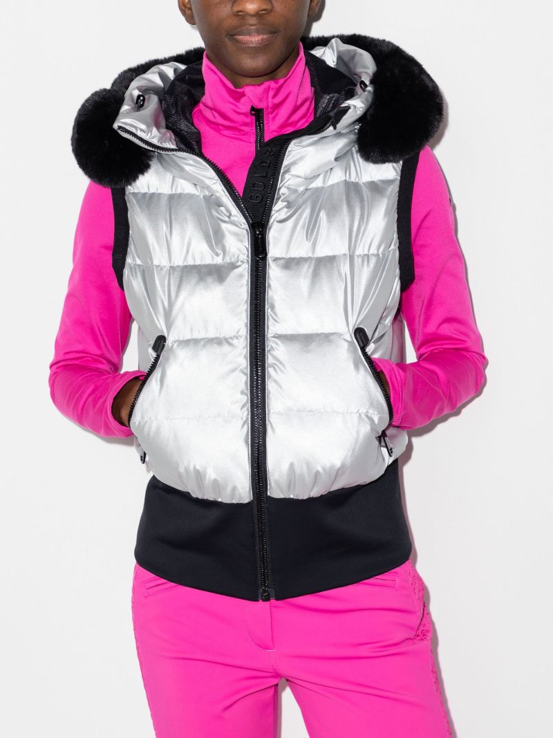 Silver-tone Shine Faux-fur Ski Gilet
