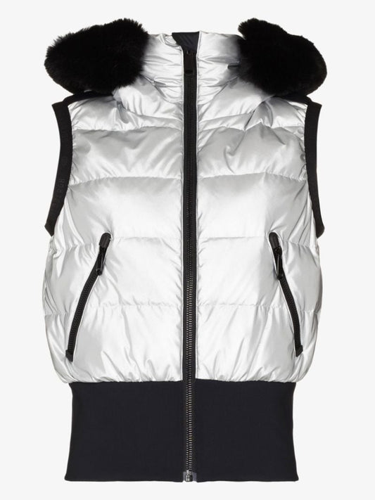 Silver-tone Shine Faux-fur Ski Gilet