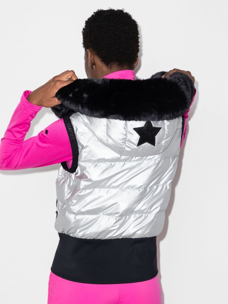 Silver-tone Shine Faux-fur Ski Gilet